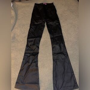 Edikted Black Leather Flare Pants